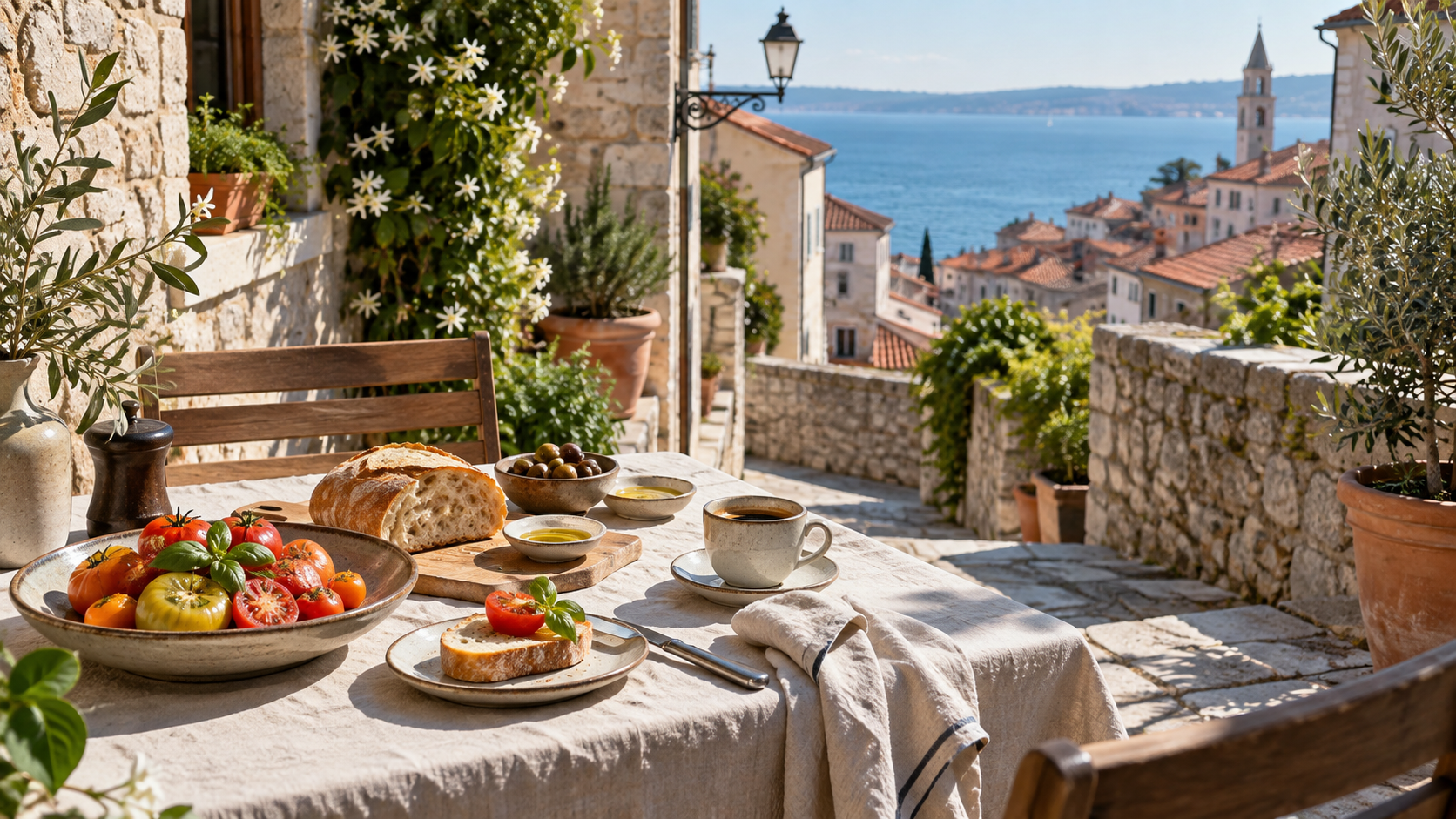 Breakfast in the Mira Bay courtyard