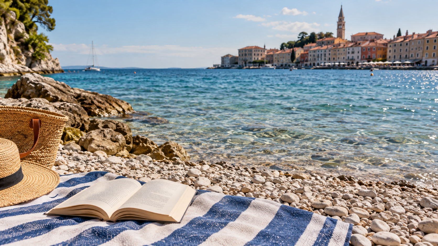 A book beside the Adriatic at Piran